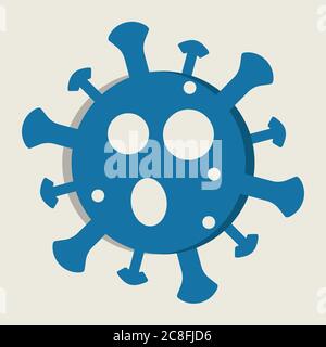 Coronavirus COVID-19 flat icon. Vector illustration blue color Stock Vector