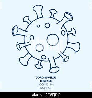 Covid vector icon, Coronavirus line art vector icon, Coronavirus Cell isolated illustration Stock Vector