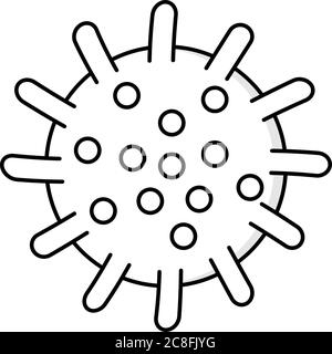 Coronavirus line-art bacteria cartoon style cell icon. Virus concept. Stock Vector