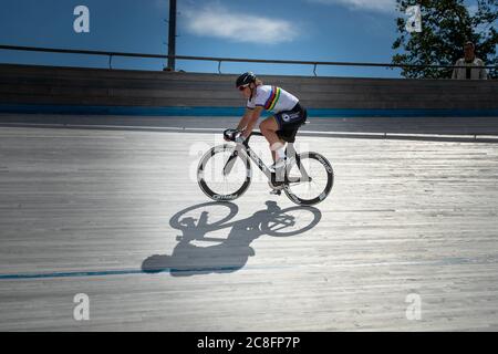 ASSEN, NETHERLANDS - JULY 23: Kirsten Wild seen during a track training on the open oval  on July 23, 2020 in Assen, The Netherlands. Stock Photo