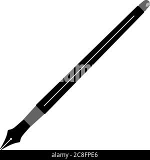 simple flat black and white fountain pen icon vector illustration Stock Vector