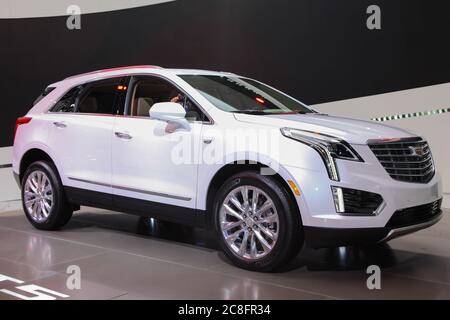 NEW YORK - March 23: A Cadillac XT5 exhibit at the 2016 New York International Auto Show during Press day,  public show is running from March 25th thr Stock Photo