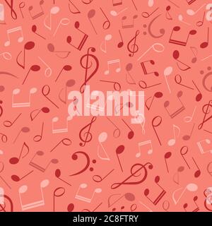 Seamless pattern with music notes and clefs, musical abstract background Stock Vector