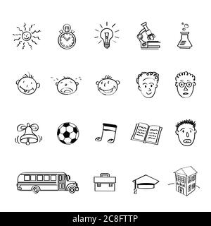 education drawing sign symbols set Stock Vector