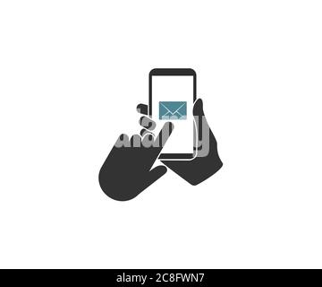 Mobile phone in hand, message. Vector illustration, flat design. Stock Vector