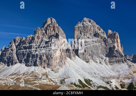 geography / travel, Italy, South Tyrol, the three pinnacle of South, Sextener Dolomiten, Additional-Rights-Clearance-Info-Not-Available Stock Photo