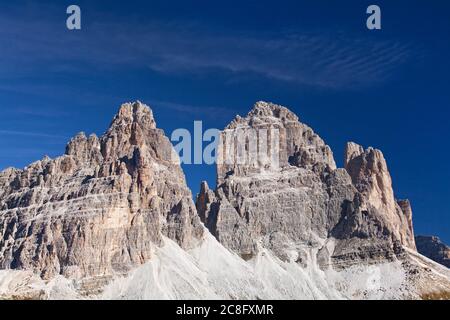 geography / travel, Italy, South Tyrol, the three pinnacle of South, Sextener Dolomiten, Additional-Rights-Clearance-Info-Not-Available Stock Photo