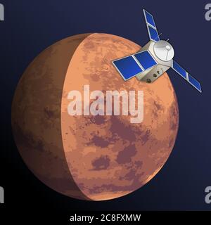 Mars planet exploration, graphic vector illustration Stock Vector