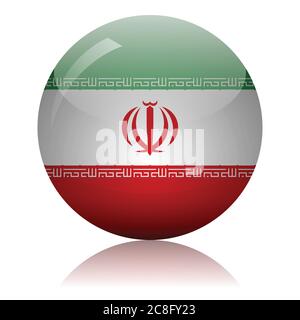 Iranian flag glass ball on light mirror surface vector illustration Stock Vector