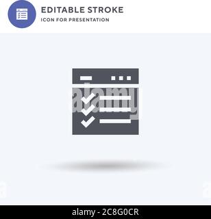 Checklist icon vector, filled flat sign, solid pictogram isolated on white, logo illustration. Checklist icon for presentation. Stock Vector
