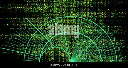 Abstract futuristic cyber technology background. Sci-fi circuit design. Hi tech technology. Cyber punk HUD backdrop Stock Photo
