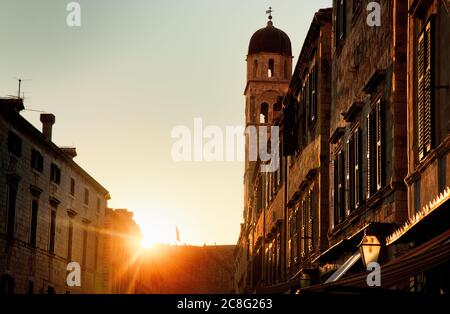 geography / travel, Croatia, The Stradun glows in the last remains of the setting sun in Dubrovnik, No-Tourism-Advertising-Use Stock Photo