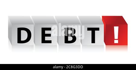 Debt cubes illustration design over a white background Stock Vector