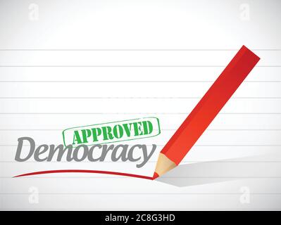 Approved democracy sign illustration design over a white background Stock Vector