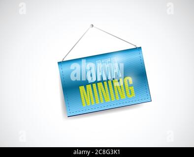 Data mining hanging banner illustration design over a white background Stock Vector