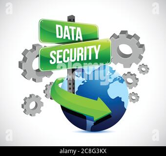 Industry data security around the globe. illustration design over a white background Stock Vector