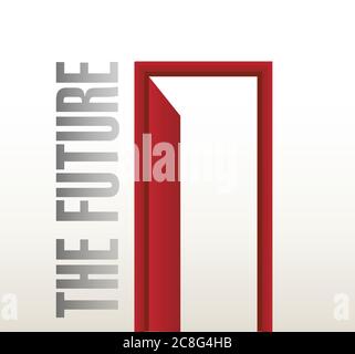 Door to the future illustration design over a white background Stock Vector