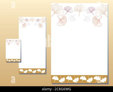 Corporate Identity Set - Letterhead, Business Card, Ginkgo Leaves Shape in Yellow / Brown / Gold Colors Stock Vector
