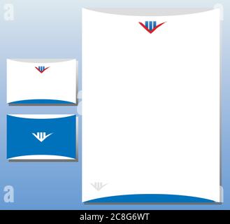 Corporate Identity Set - Real Estate / Finance - Blue and Red Colors Stock Vector