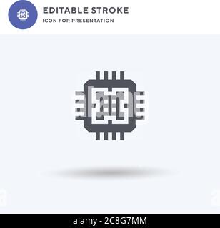 Microprocessor icon vector, filled flat sign, solid pictogram isolated on white, logo illustration. Microprocessor icon for presentation. Stock Vector