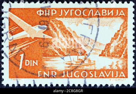 YUGOSLAVIA - CIRCA 1951: A stamp printed in Yugoslavia shows Iron Gates, Danube, circa 1951. Stock Photo