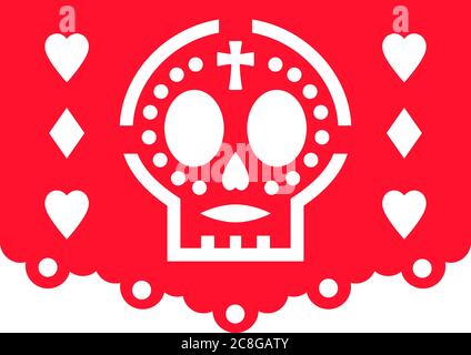 Mexican bunting papel picado for the Day of the Dead decoration Stock Vector