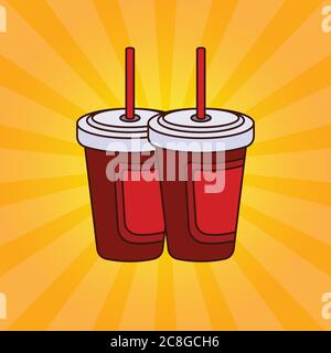 Fresh drink poster with rays background. fresh drink flat icon. promotional banner design. Design template vector Stock Vector