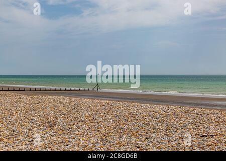 The beach at Bracklesham Bay in West Sussex, on a sunny summers day Stock Photo