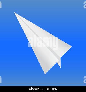 Paper airplane plane aeroplane on a blue background Stock Vector