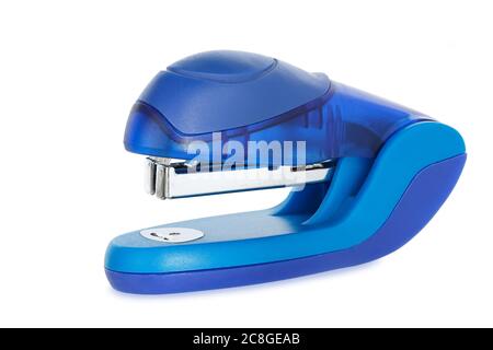 blue stapler isolated on white Stock Photo