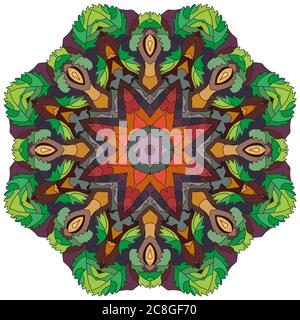 Decorative round ornaments. Unusual flower shape. Oriental vector, Anti-stress therapy patterns. Weave design elements. Yoga logos Vector. Stock Vector