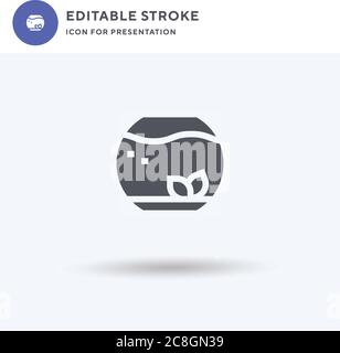 Fish Bowl icon vector, filled flat sign, solid pictogram isolated on white, logo illustration. Fish Bowl icon for presentation. Stock Vector