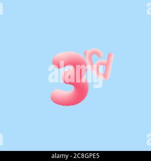 Number 3rd Realistic 3D Fur Effect. Vector illustration for your Third Realistic 3D Fur Effect number collection design Birthday, Anniversary, Christm Stock Vector