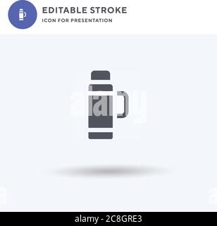Thermos icon vector, filled flat sign, solid pictogram isolated on white.  Vacuum flask symbol, logo illustration. Stock Vector