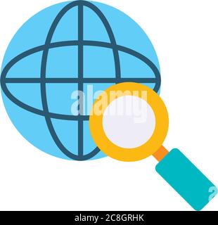 World map with magnifying glass over white background, colorful design ...