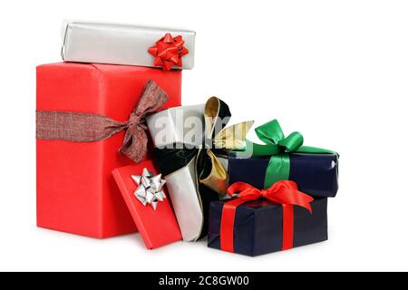 variety of gift boxes isolated on white Stock Photo