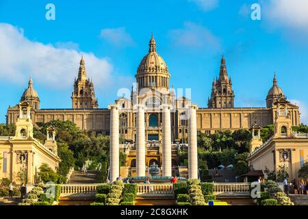 Placa de Ispania (The National Museum) in Barcelona, Spain in a summer day Stock Photo