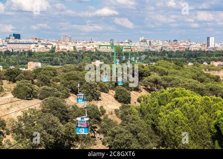 Cable car in Madrid in Spain in a beautiful summer day Stock Photo