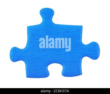 macro of single puzzle piece isolated on white Stock Photo