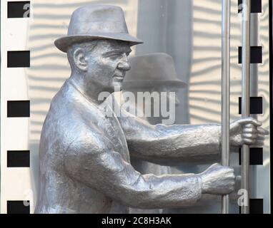 Belgrade, Serbia - July 20, 2020: Statue of american actor of serbian descent Karl Malden ,  by Zdravko Joksimovic, in front of Yugoslav film archive Stock Photo