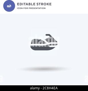 Jet Ski icon vector, filled flat sign, solid pictogram isolated on white, logo illustration. Jet Ski icon for presentation. Stock Vector
