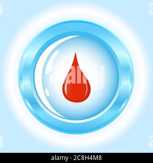 vector illustration of a blue icon with the blood drop Stock Vector