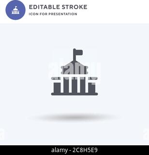 White House icon vector, filled flat sign, solid pictogram isolated on white, logo illustration. White House icon for presentation. Stock Vector