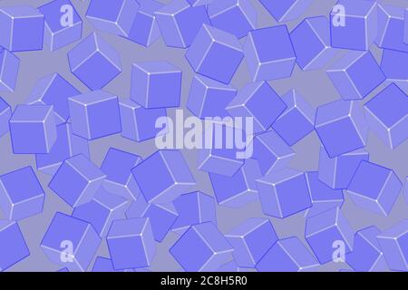 Blue Cubes Seamless Pattern on Gray Background Stock Vector