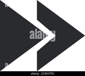 double right arrows direction forward digital button silhouette style icon vector illustration Stock Vector