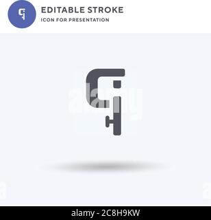 Micrometer icon vector, filled flat sign, solid pictogram isolated on white, logo illustration. Micrometer icon for presentation. Stock Vector
