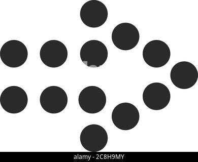 dotted arrow icon pointing right side silhouette style vector illustration Stock Vector