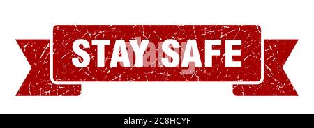 stay safe ribbon sign. stay safe vintage retro band. Stock Vector