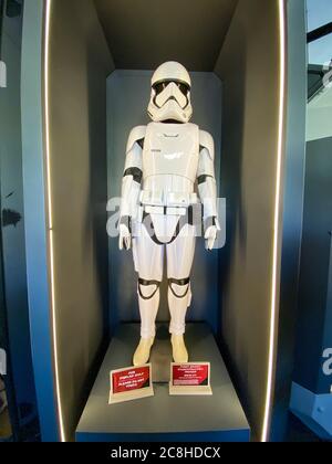 Orlando,FL/USA-1130/19: A storm trooper costume at the Star Wars  Galaxy's Edge area of Hollywood Studios Park at Walt Disney World in Orlando, FL. Stock Photo