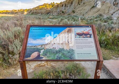 Cannonballs are concretions, naturally formed in Theodore Roosevelt National Park, North Unit, North Dakota, USA Stock Photo